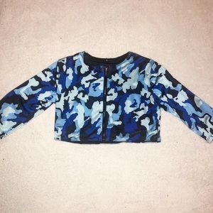 blue camo print rave top